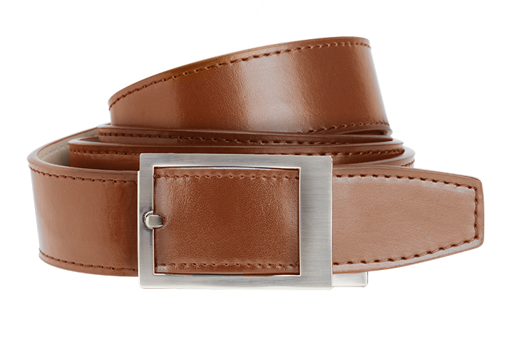 Classic Walnut/Brown Leather Dress Belt - 1-3/8 Ratchet Strap