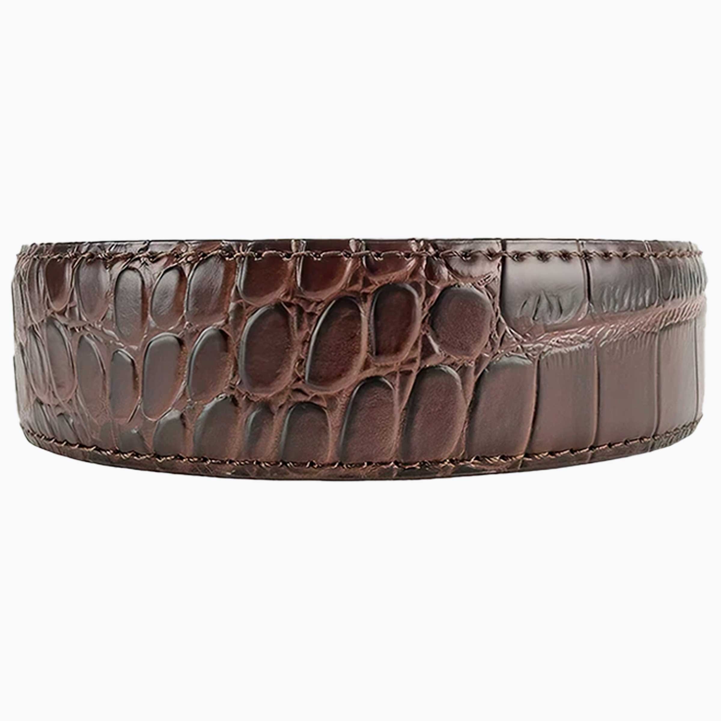 Alligator Coffee Embossed PreciseFit Ratchet Belt Leather Strap