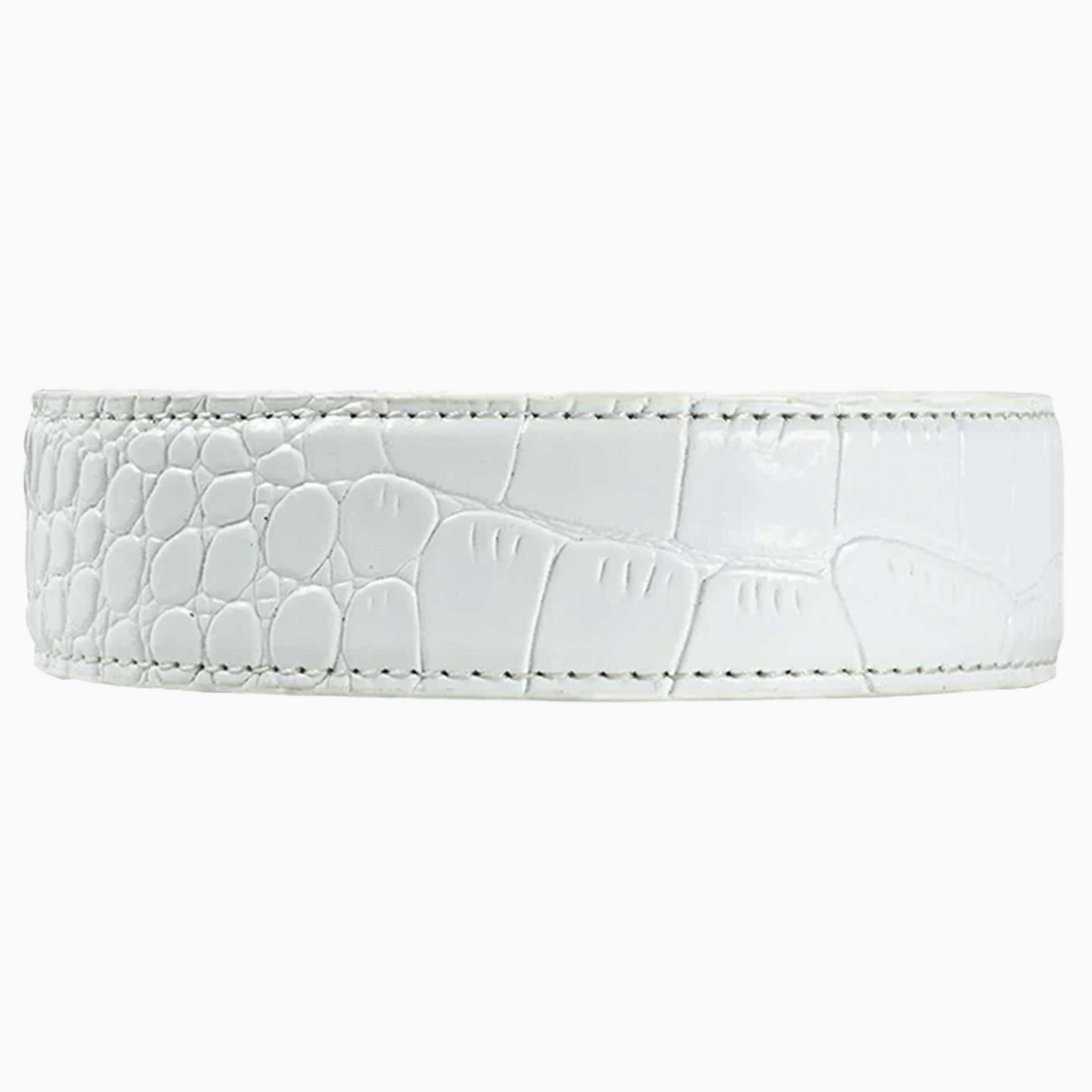Alligator Embossed Pearl White PreciseFit™ 1 3/8" Leather Strap [35mm]