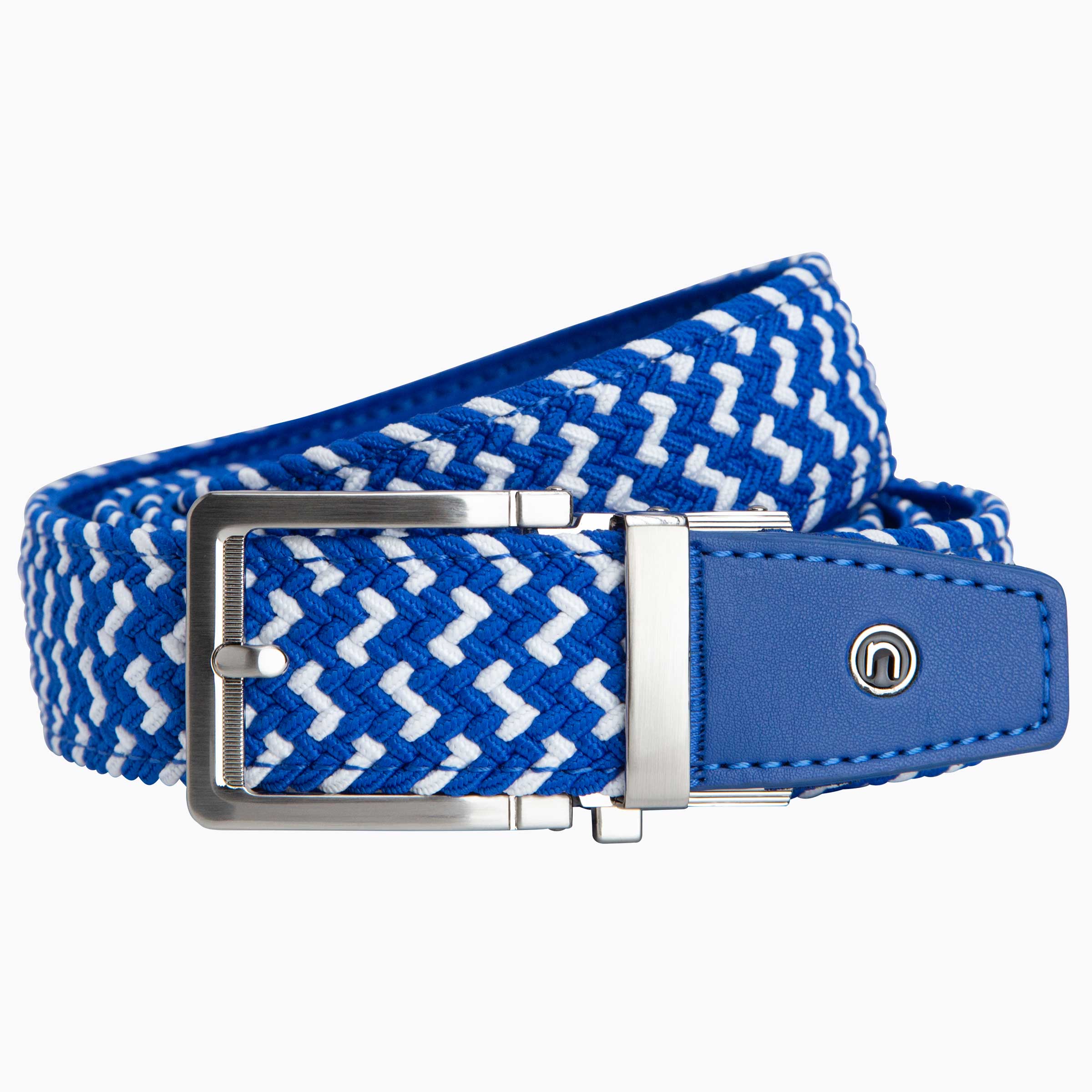 Braided Blue & White Golf Belt 1.38" [35mm]