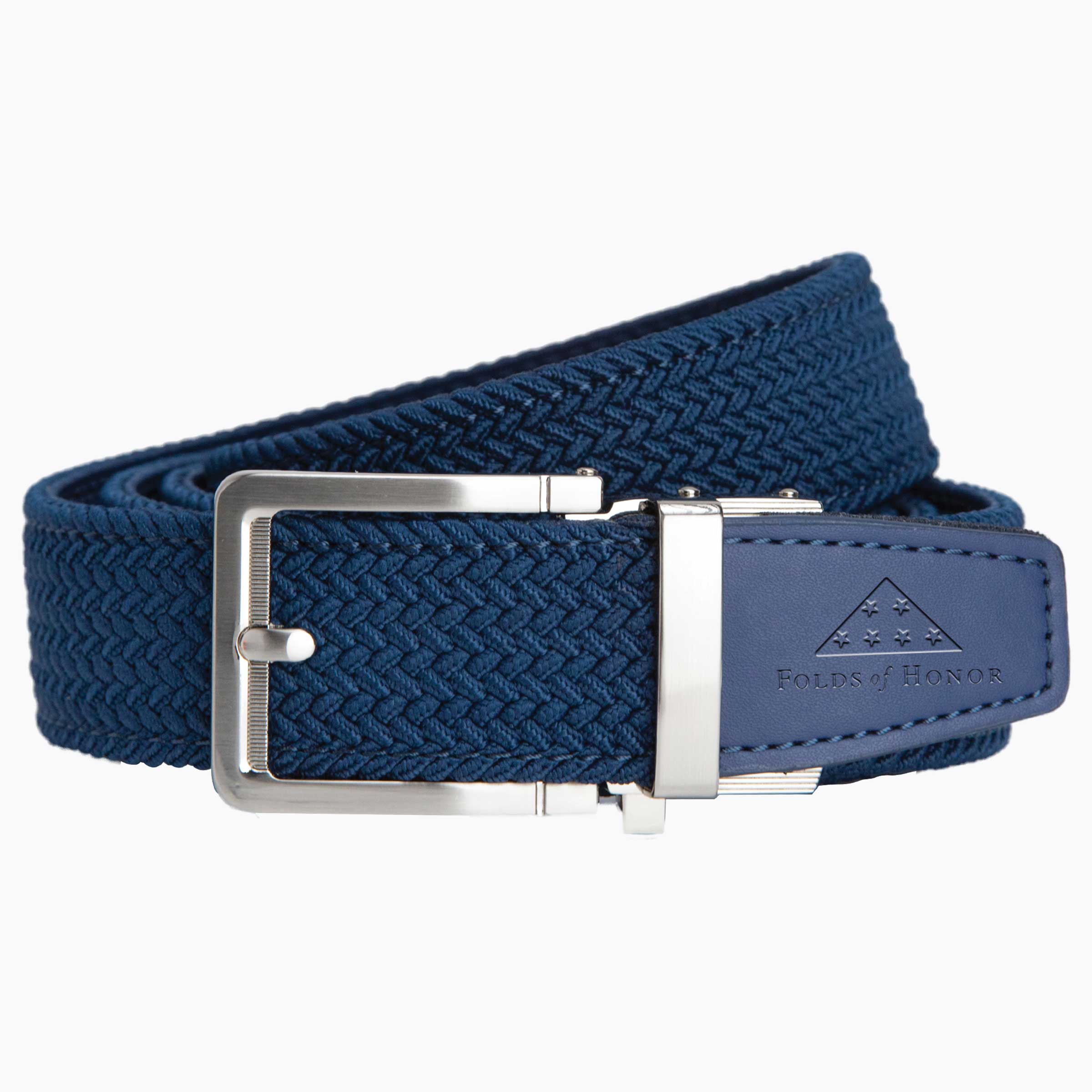 FoH Braided Navy Stamped Tip Golf Ratchet Belt 1 3/8" Strap [35mm]