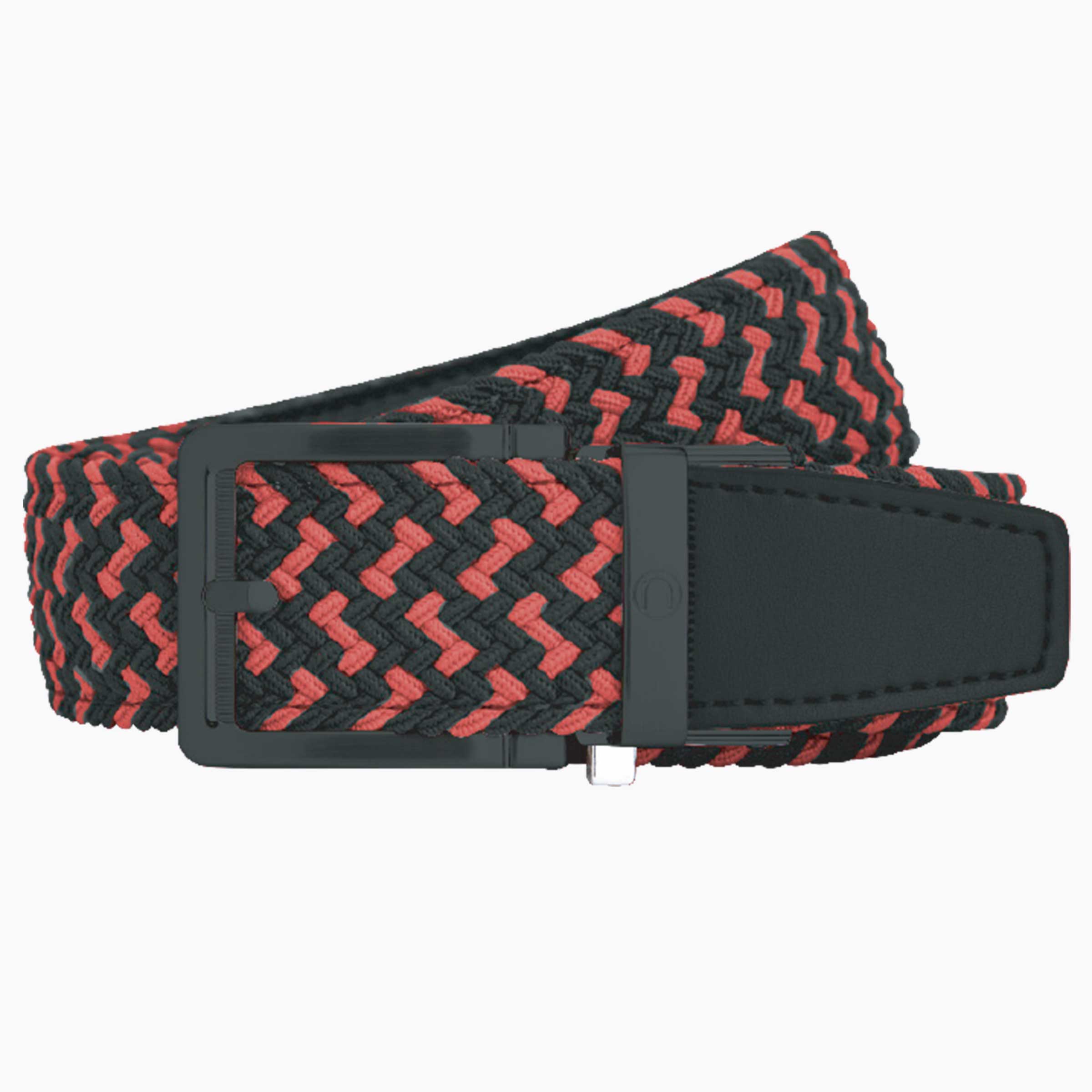 Braided Scarlet & Black Golf Belt 1.38" [35mm]
