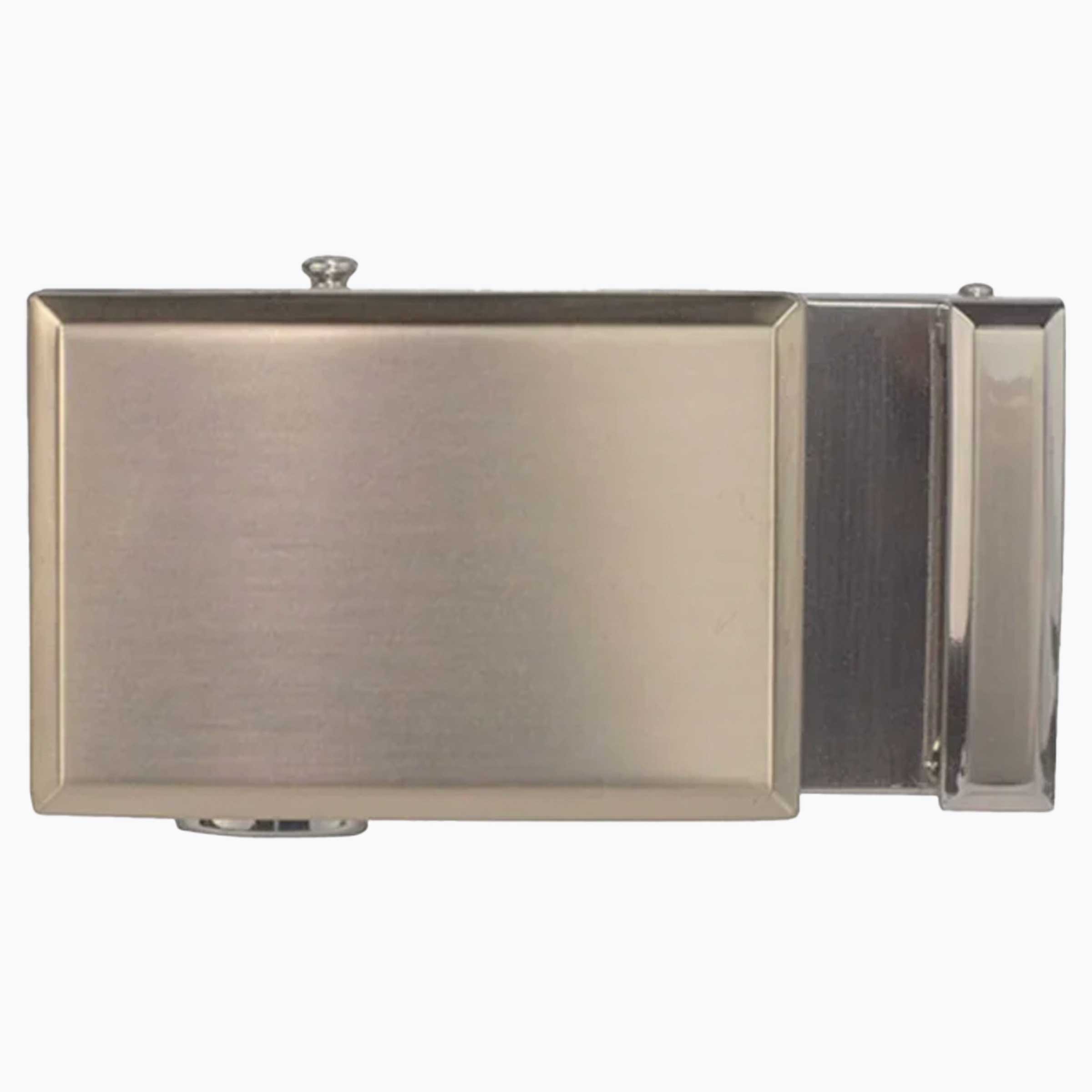 Go-In Beveled Satin Nickel Shield w/ Beveled Keeper Buckle