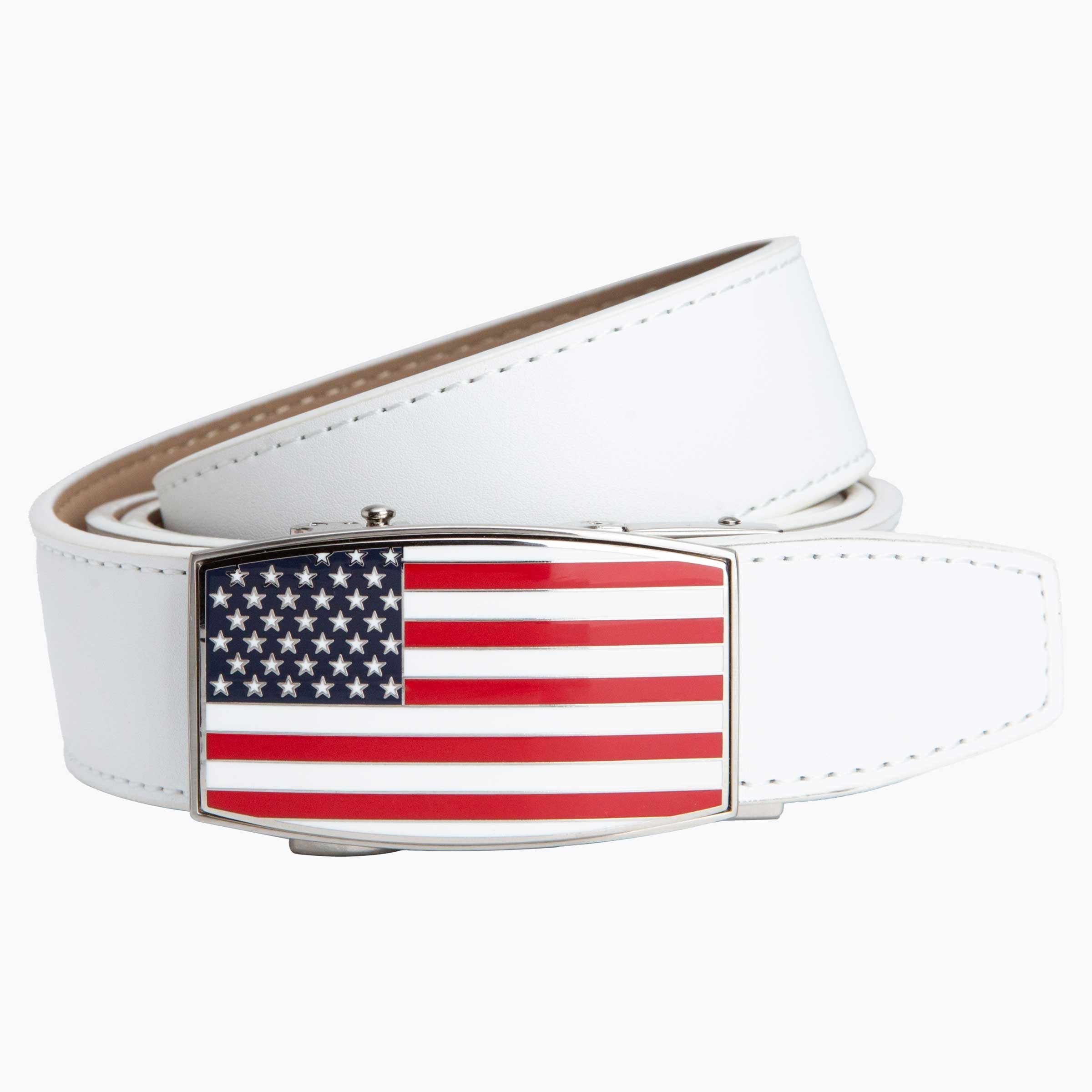 USA Flag Aston White Golf Belt