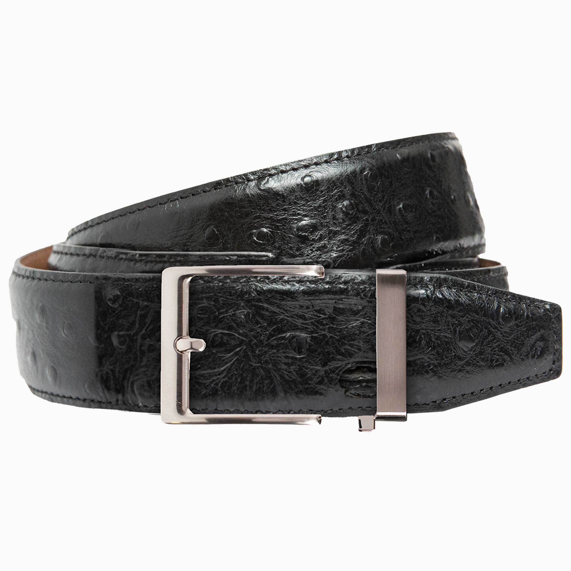 Ostrich Black, 40mm Strap, Dress Belt