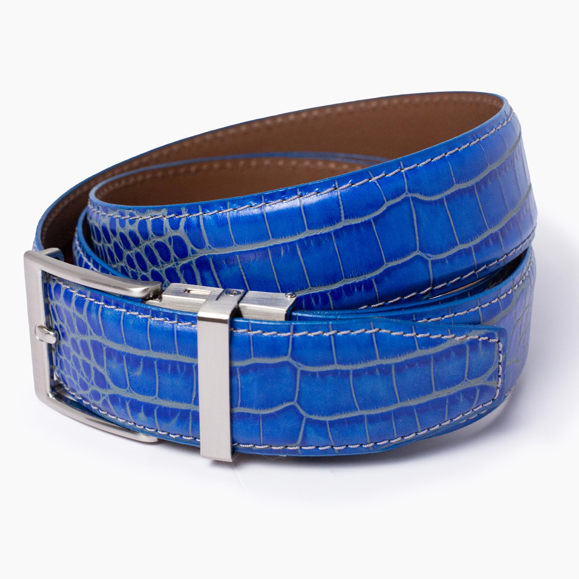 Crocodile Blue w/Grey Ratchet Belt 1.575" [40mm]