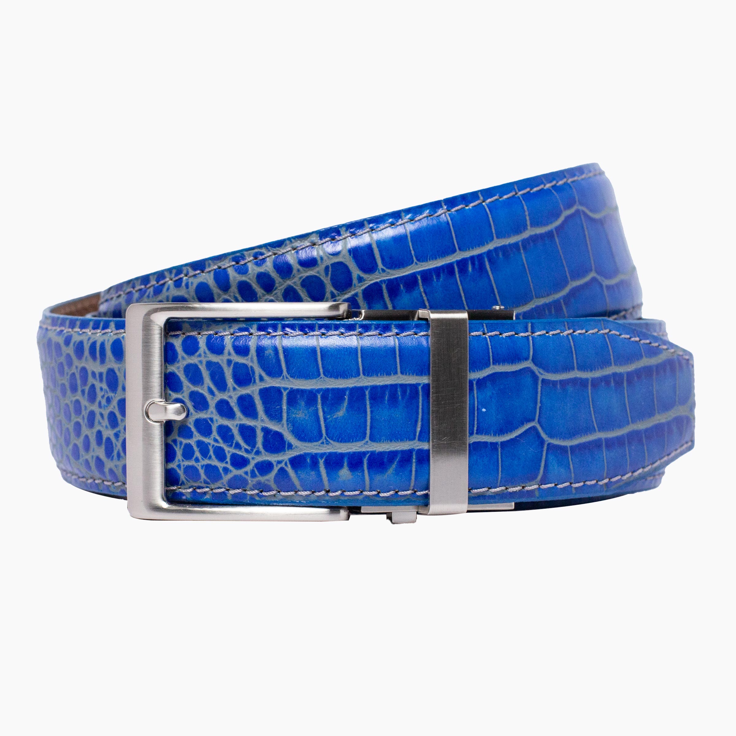 Crocodile Blue w/Grey Ratchet Belt 1.575" [40mm]