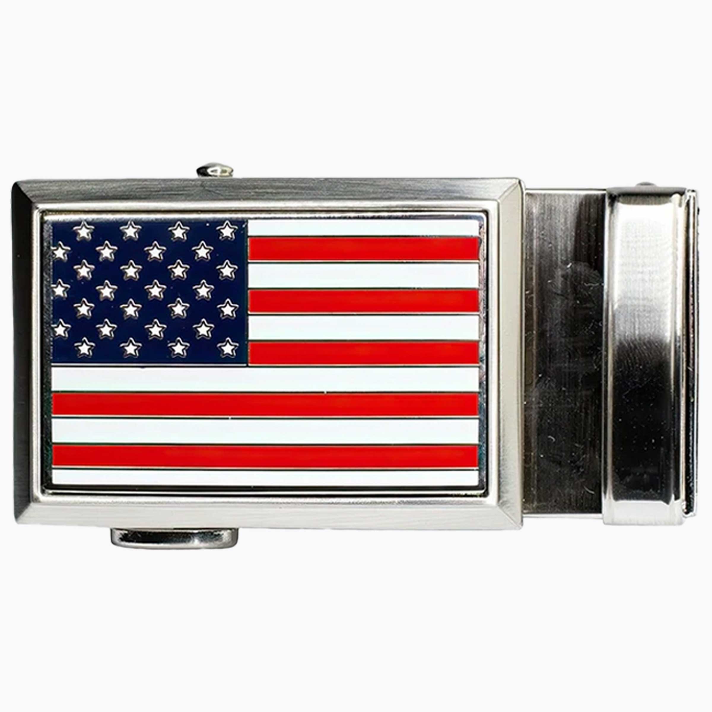 USA Flag Beveled Golf Buckle, Fits 1 3/8" Straps