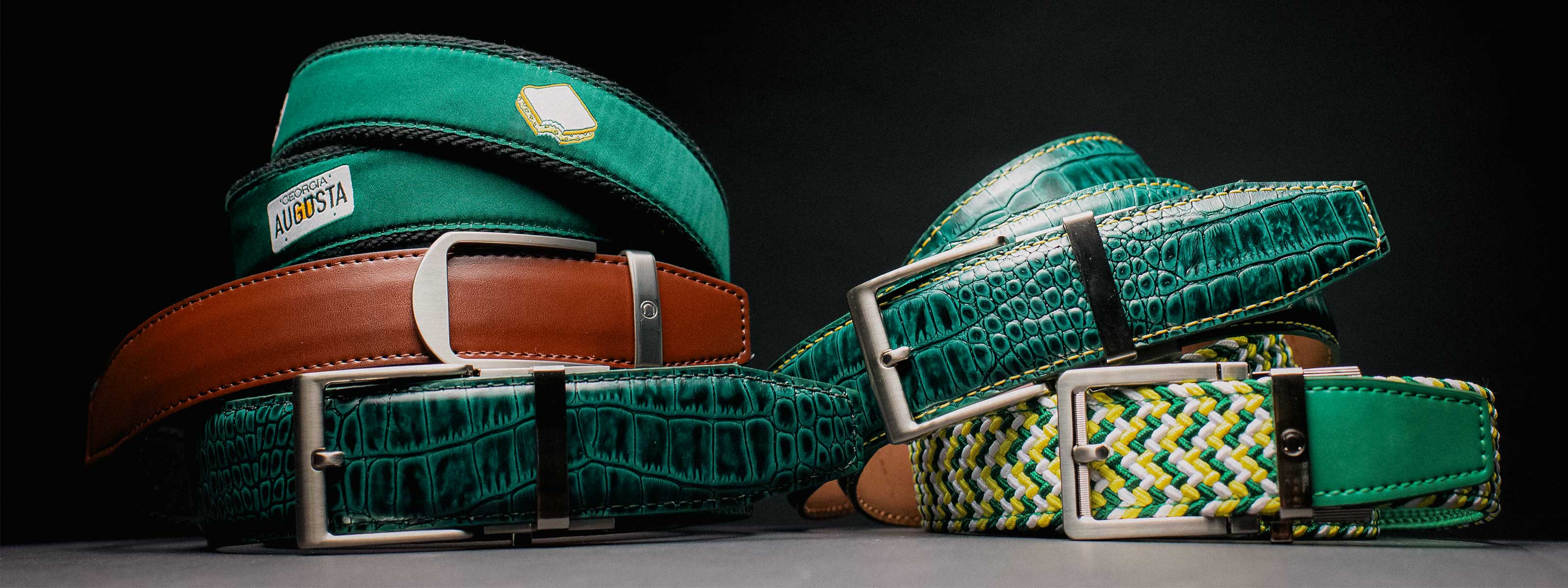 Introducing our exclusive<strong> Augusta Themed Ratchet Belt Collection</strong>